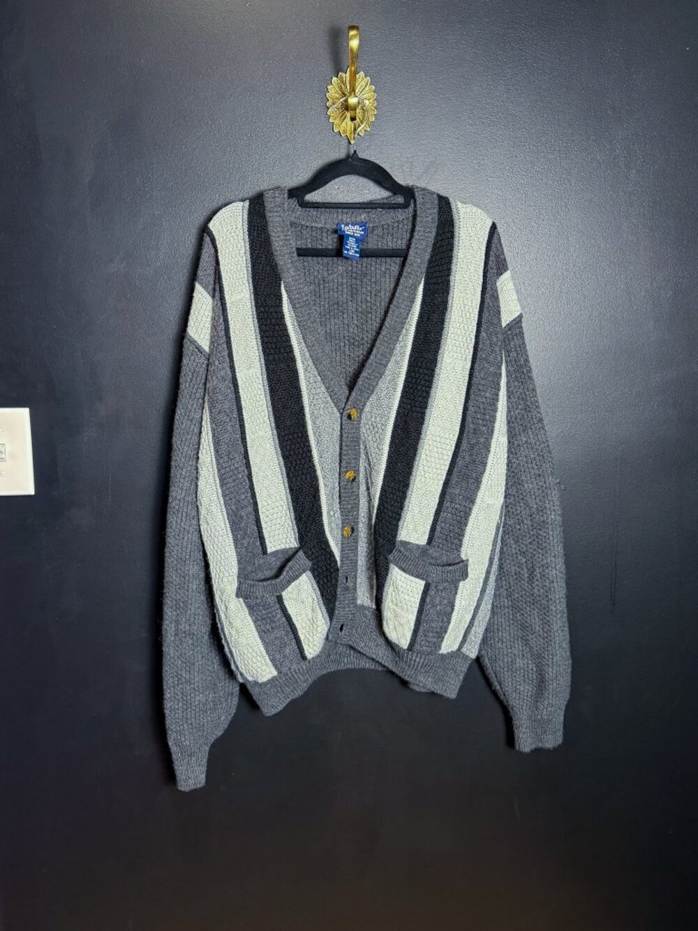 Vintage Gray Striped Cardigan